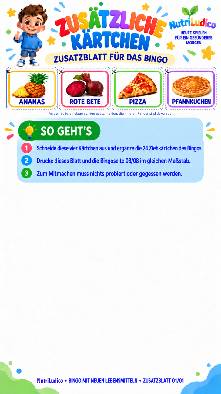 Zusätzliche Ziehkärtchen für das Bingo