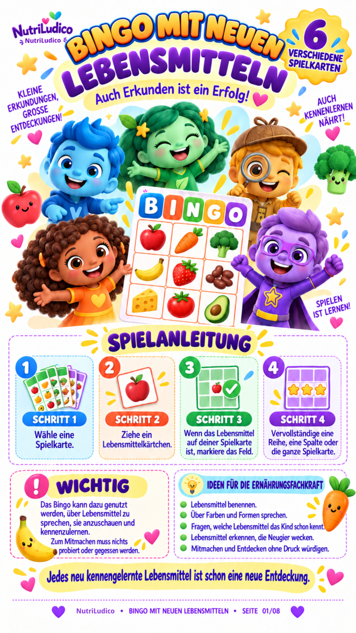 Bingo mit neuen Lebensmitteln